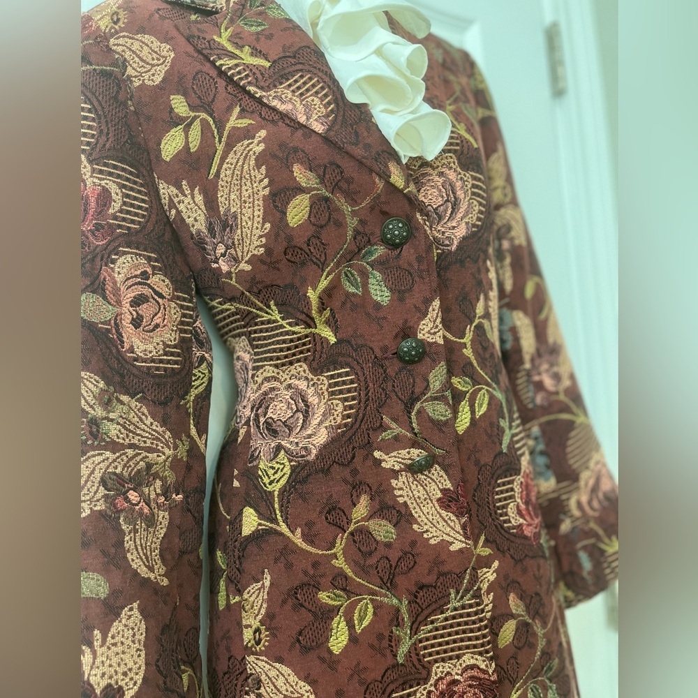 CAbi Burgundy Floral Brocade Blazer